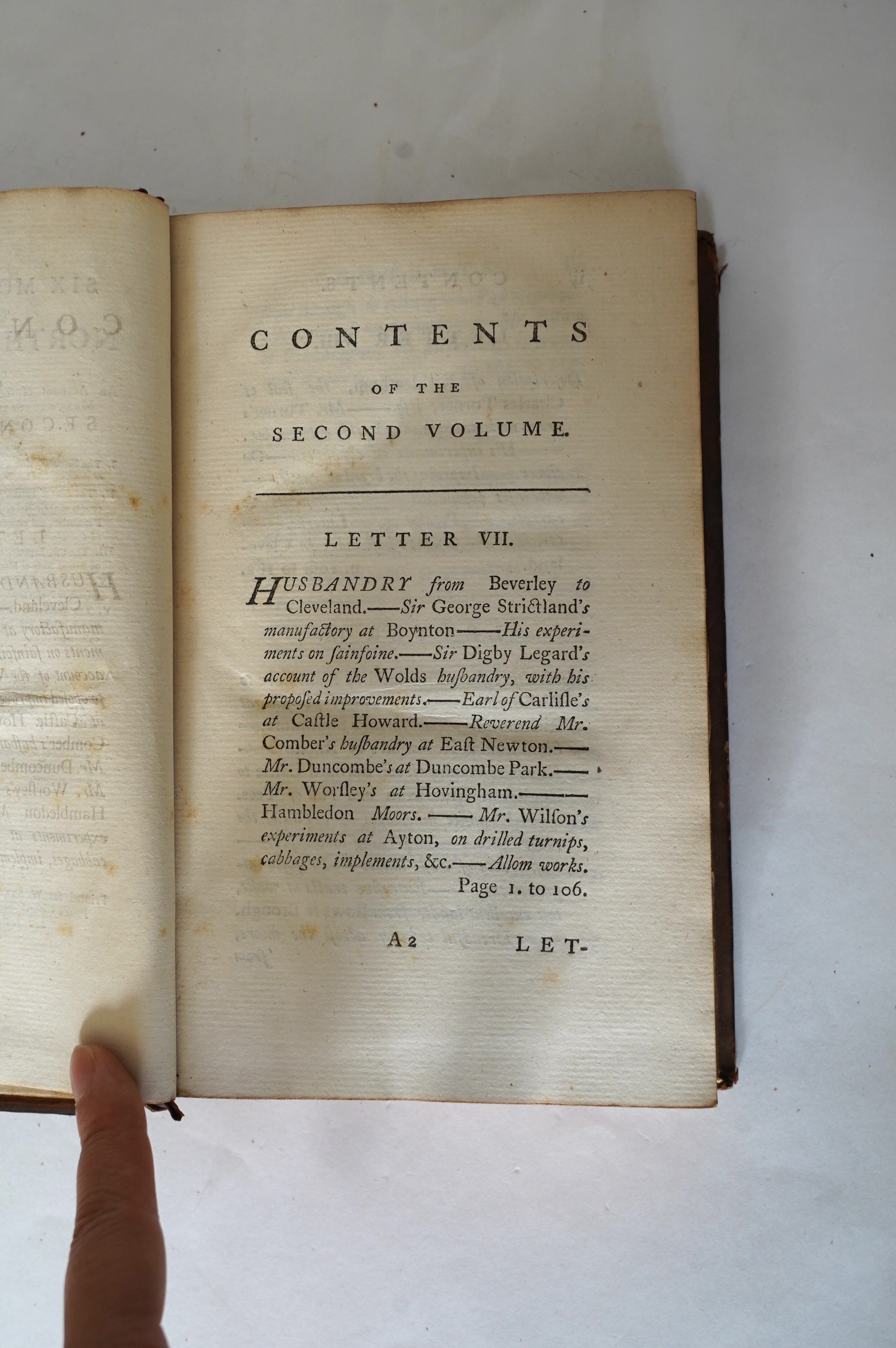 Young, Arthur - A Six Months Tour through the North of England. 1st edition, 4 vols. 28 plates (some folded, incl. a map of the Bridgewater Canal) and 6 folded tables; contemp. calf. 1770